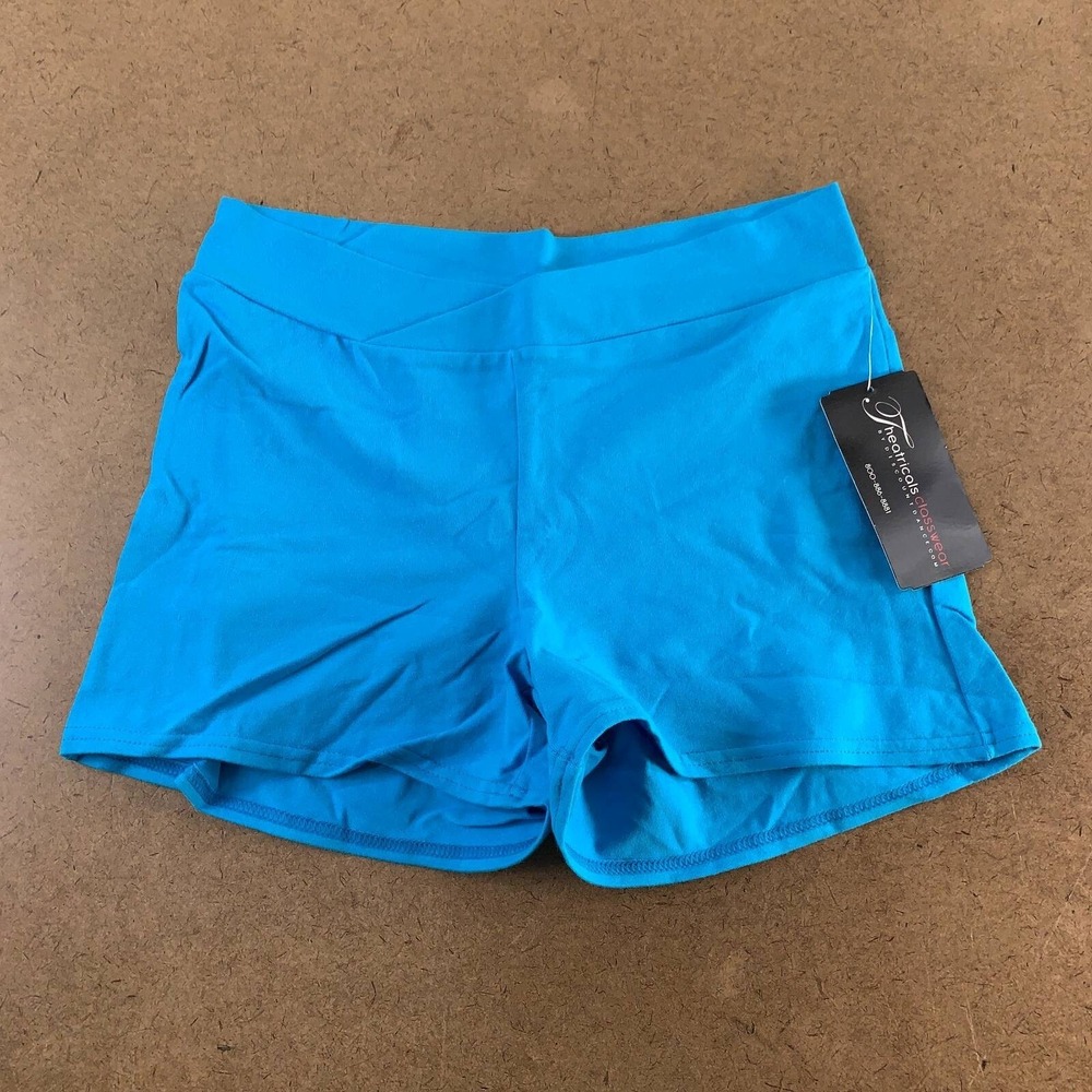 Theatricals Classwear Womens Size Large Turquoise Blue Dance Shorts NWT